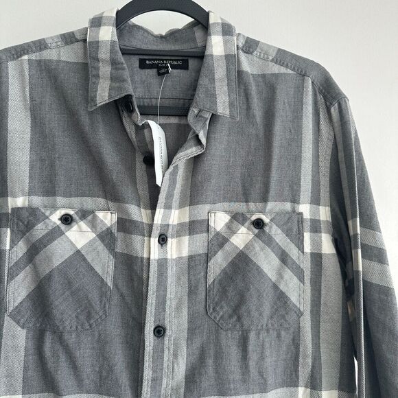 Banana Republic Shirt Mens Medium Flannel Slim Fit Plaid 100% Cotton - Picture 3 of 9